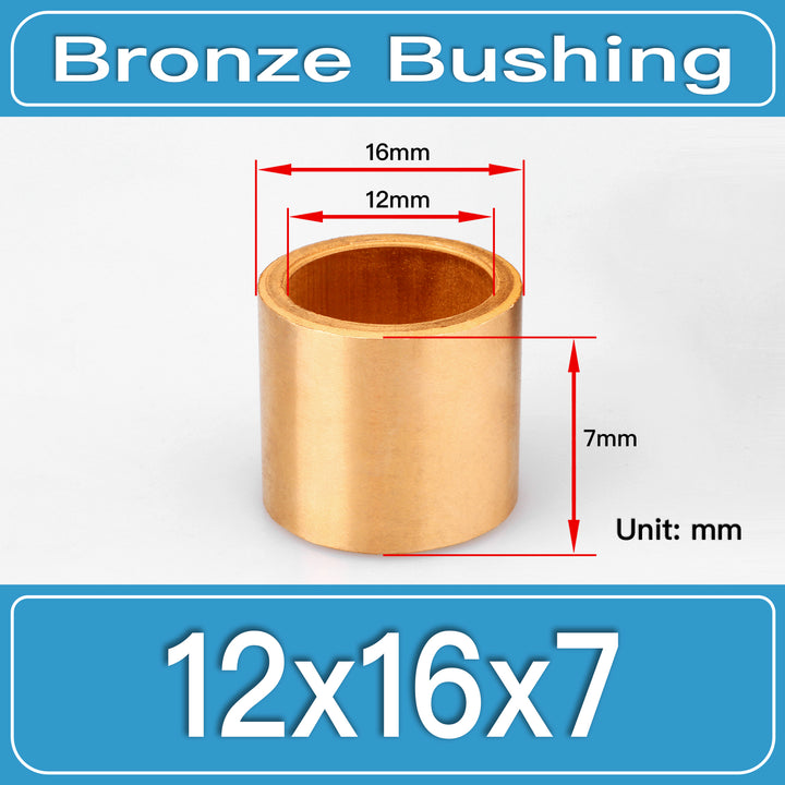 SBB-12X16X7MM Oil-Impregnated Sintered Bronze Sleeve Bushings dimension drawing