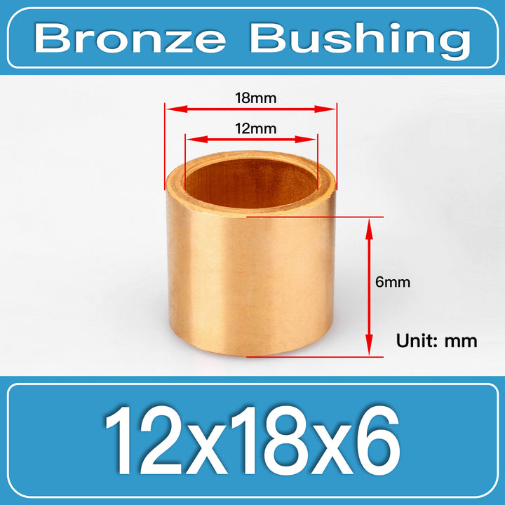 SBB-12X18X6MM Oil-Impregnated Sintered Bronze Sleeve Bushings dimension drawing