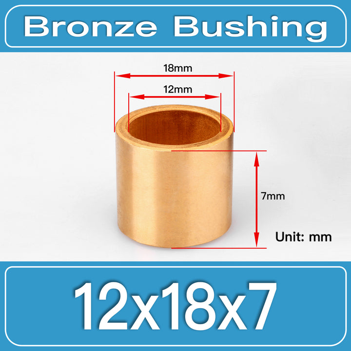 SBB-12X18X7MM Oil-Impregnated Sintered Bronze Sleeve Bushings dimension drawing
