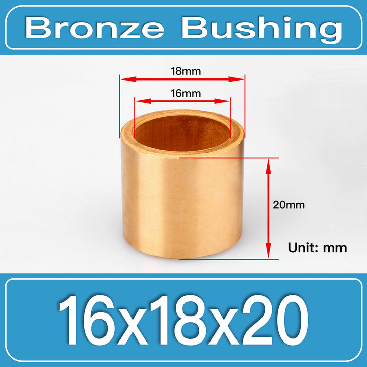 SBB-16X18X20MM Oil-Impregnated Sintered Bronze Sleeve Bushings dimension drawing