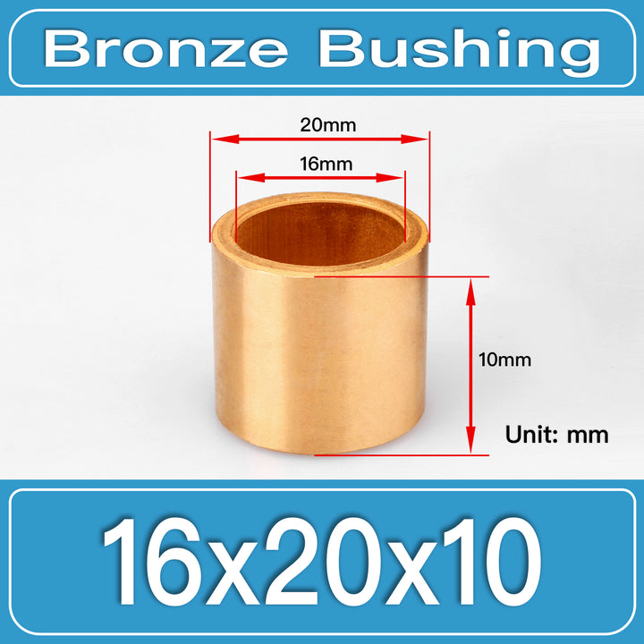 SBB-16X20X10MM Oil-Impregnated Sintered Bronze Sleeve Bushings dimension drawing