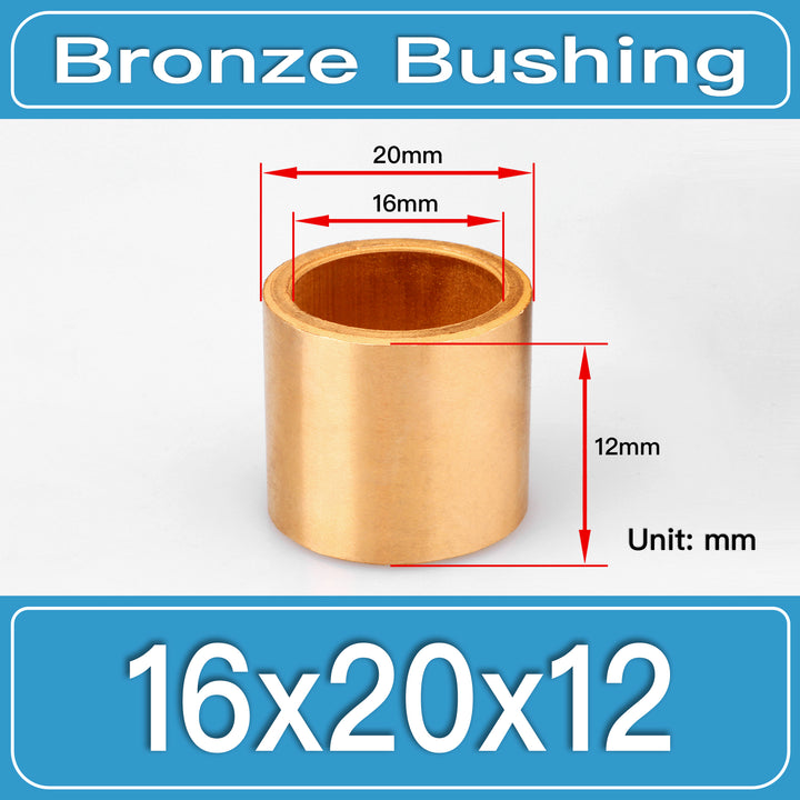 SBB-16X20X12MM Oil-Impregnated Sintered Bronze Sleeve Bushings dimension drawing