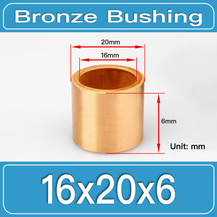 SBB-16X20X6MM Oil-Impregnated Sintered Bronze Sleeve Bushings dimension drawing