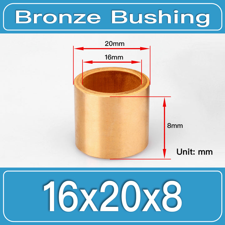 SBB-16X20X8MM Oil-Impregnated Sintered Bronze Sleeve Bushings dimension drawing