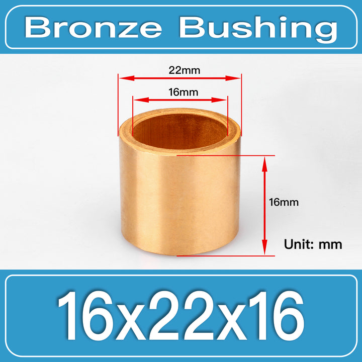 SBB-16X22X16MM Oil-Impregnated Sintered Bronze Sleeve Bushings dimension drawing
