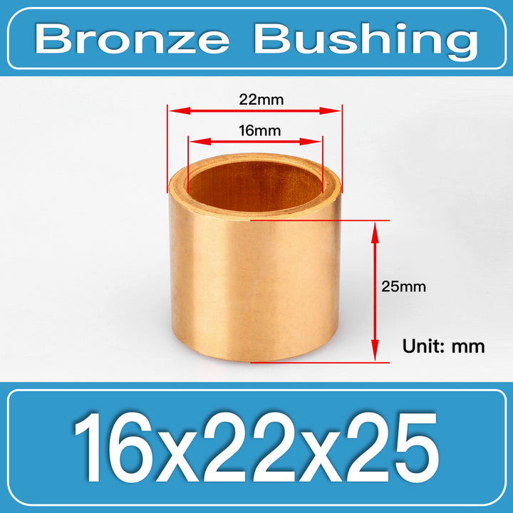 SBB-16X22X25MM Oil-Impregnated Sintered Bronze Sleeve Bushings dimension drawing