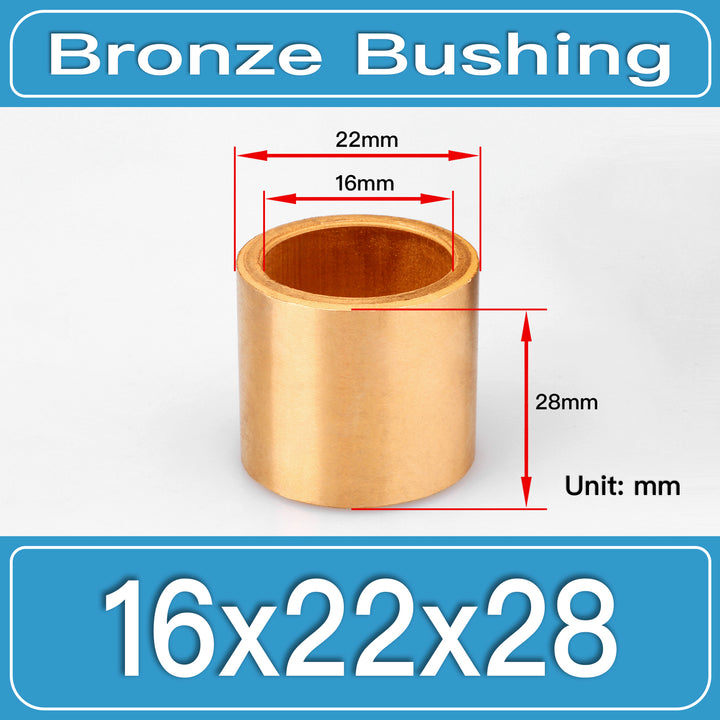 SBB-16X22X28MM Oil-Impregnated Sintered Bronze Sleeve Bushings dimension drawing