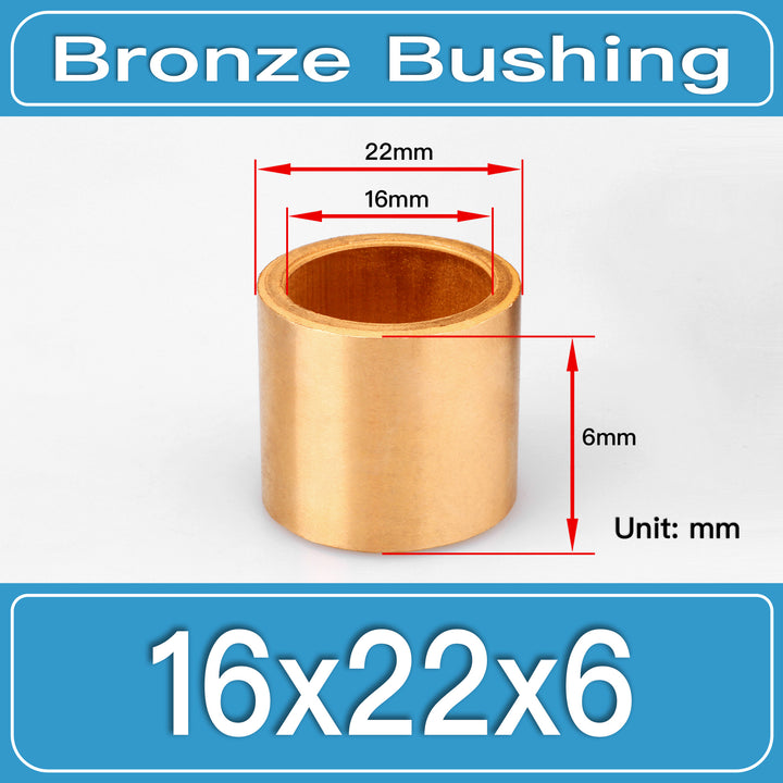 SBB-16X22X6MM Oil-Impregnated Sintered Bronze Sleeve Bushings dimension drawing