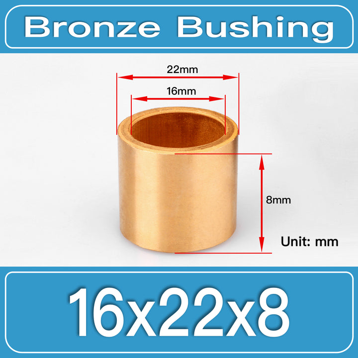 SBB-16X22X8MM Oil-Impregnated Sintered Bronze Sleeve Bushings dimension drawing
