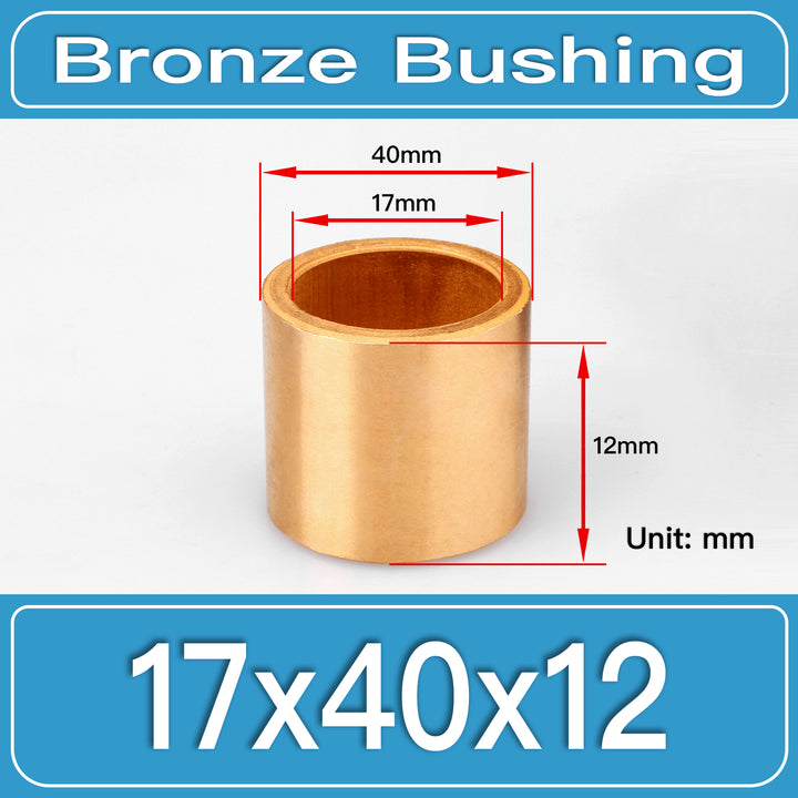 SBB-17X40X12MM Oil-Impregnated Sintered Bronze Sleeve Bushings dimension drawing
