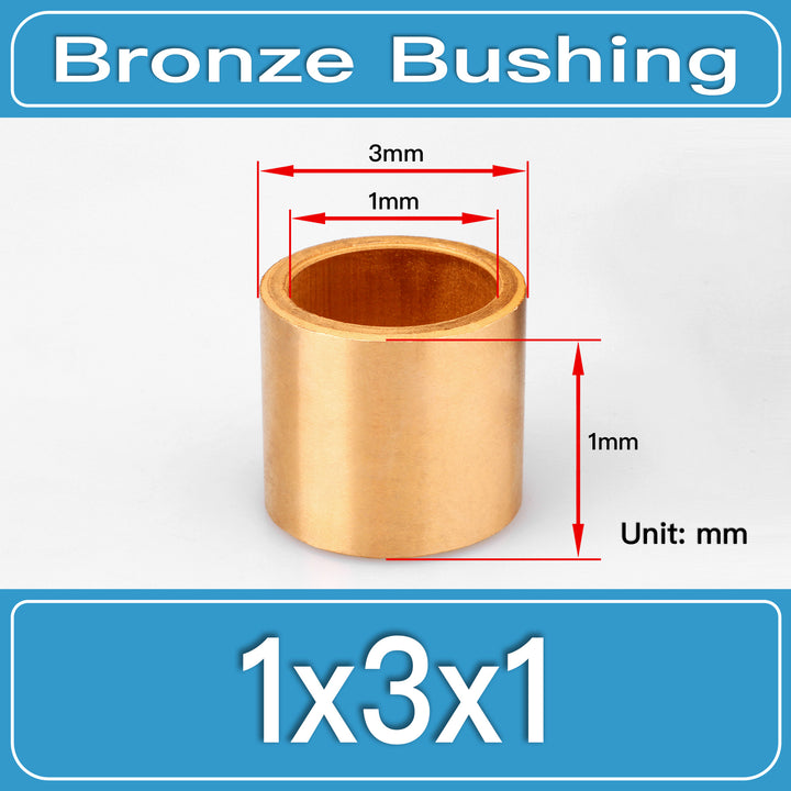 SBB-1X3X1MM Oil-Impregnated Sintered Bronze Sleeve Bushings dimension drawing