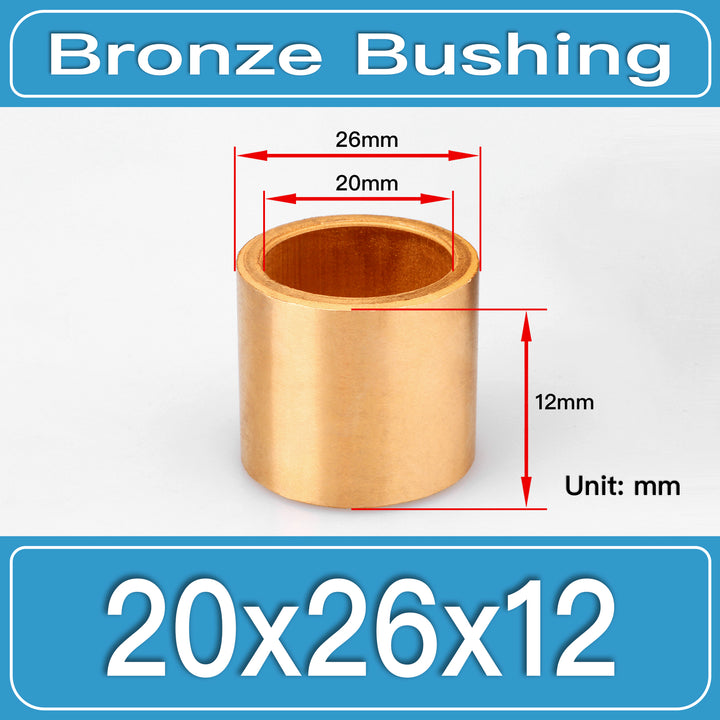 SBB-20X26X12MM Oil-Impregnated Sintered Bronze Sleeve Bushings dimension drawing