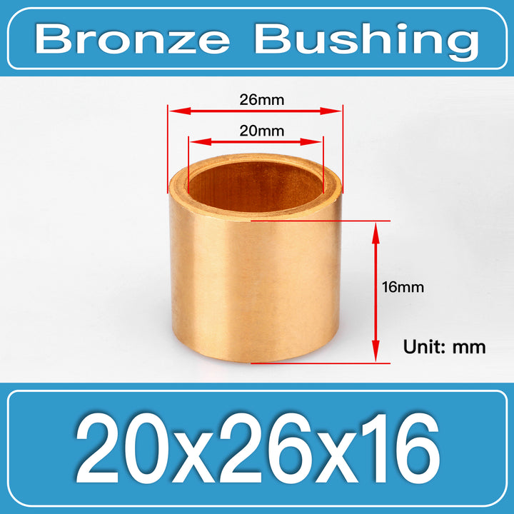 SBB-20X26X16MM Oil-Impregnated Sintered Bronze Sleeve Bushings dimension drawing