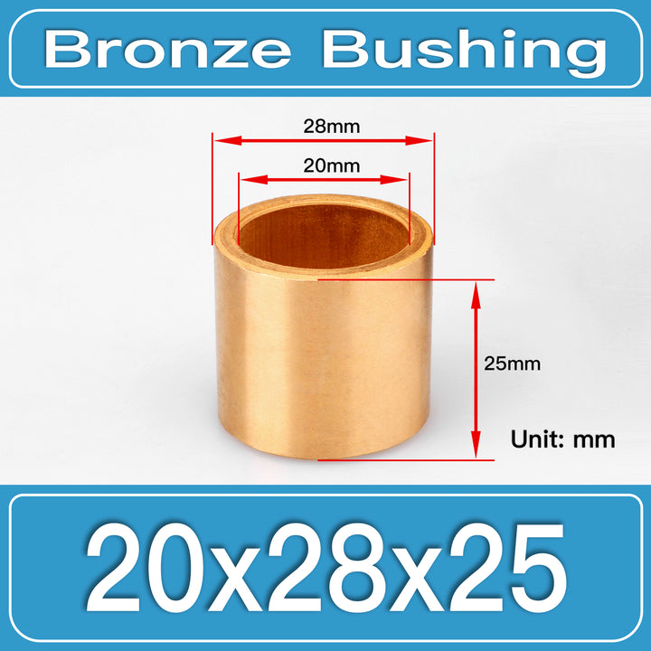 SBB-20X28X25MM Oil-Impregnated Sintered Bronze Sleeve Bushings dimension drawing