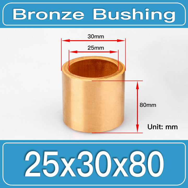 SBB-25X30X80MM Oil-Impregnated Sintered Bronze Sleeve Bushings dimension drawing
