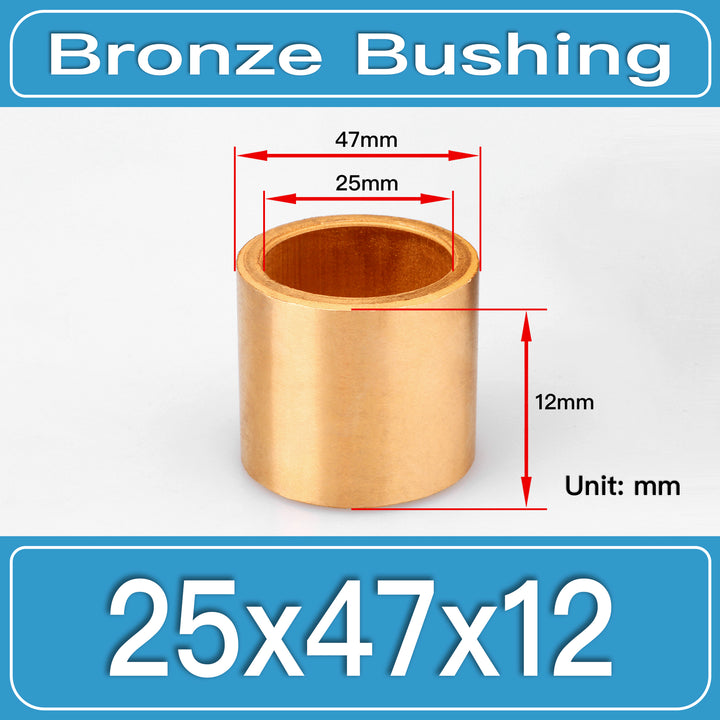 SBB-25X47X12MM Oil-Impregnated Sintered Bronze Sleeve Bushings dimension drawing