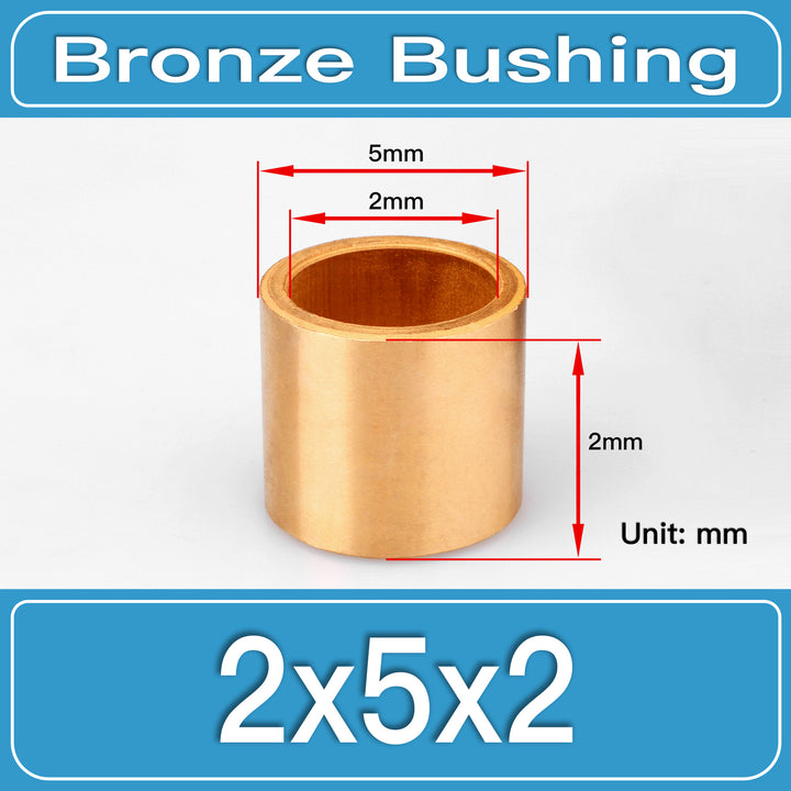 SBB-2X5X2MM Oil-Impregnated Sintered Bronze Sleeve Bushings dimension drawing