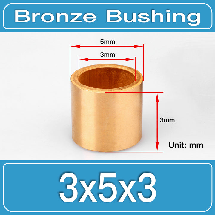 SBB-3X5X3MM Oil-Impregnated Sintered Bronze Sleeve Bushings dimension drawing