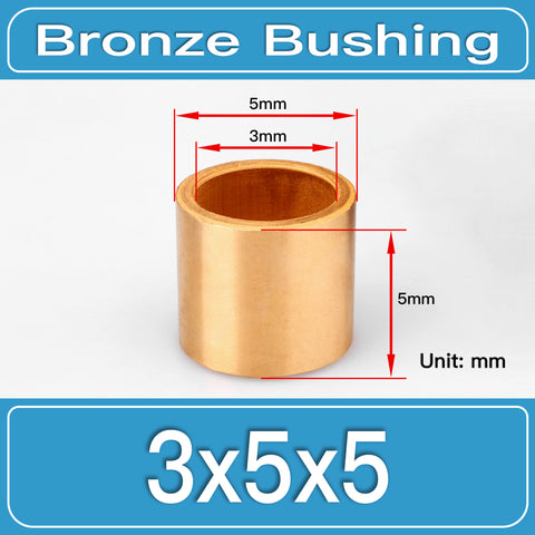 SBB-3X5X5MM Oil-Impregnated Sintered Bronze Sleeve Bushings dimension drawing