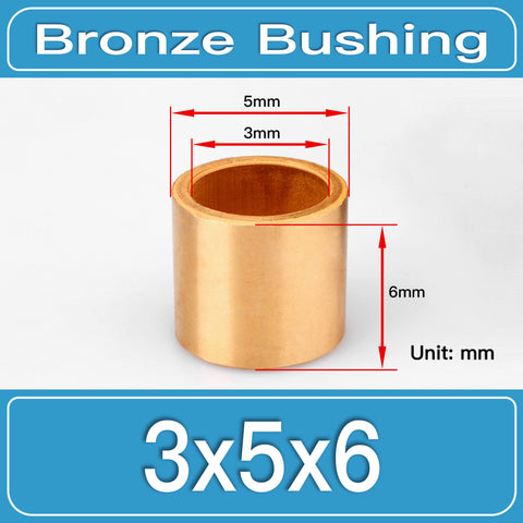 SBB-3X5X6MM Oil-Impregnated Sintered Bronze Sleeve Bushings dimension drawing