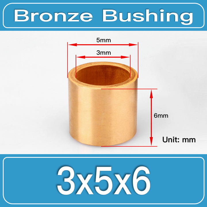 SBB-3X5X6MM Oil-Impregnated Sintered Bronze Sleeve Bushings dimension drawing