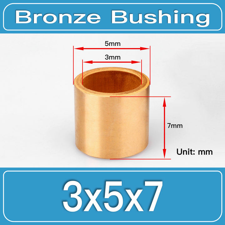 SBB-3X5X7MM Oil-Impregnated Sintered Bronze Sleeve Bushings dimension drawing