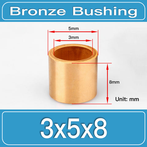 SBB-3X5X8MM Oil-Impregnated Sintered Bronze Sleeve Bushings dimension drawing