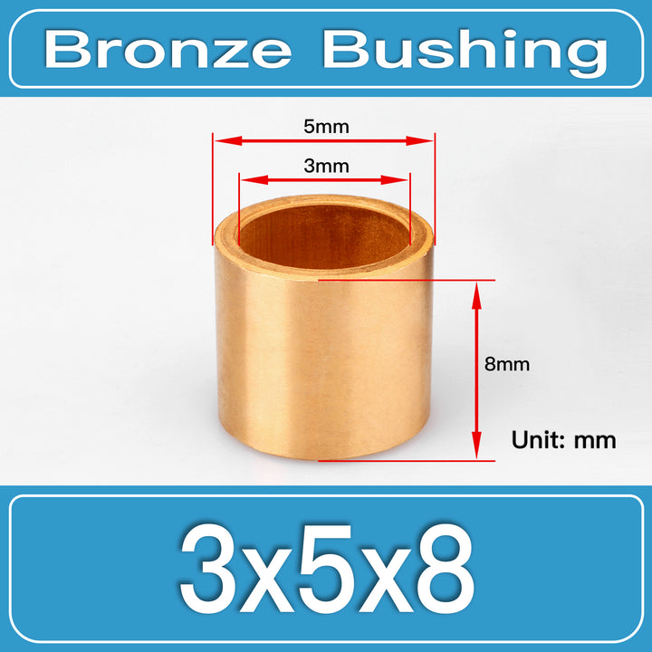 SBB-3X5X8MM Oil-Impregnated Sintered Bronze Sleeve Bushings dimension drawing