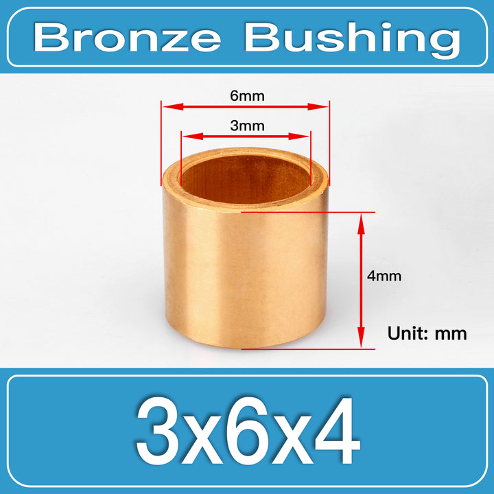 SBB-3X6X4MM Oil-Impregnated Sintered Bronze Sleeve Bushings dimension drawing