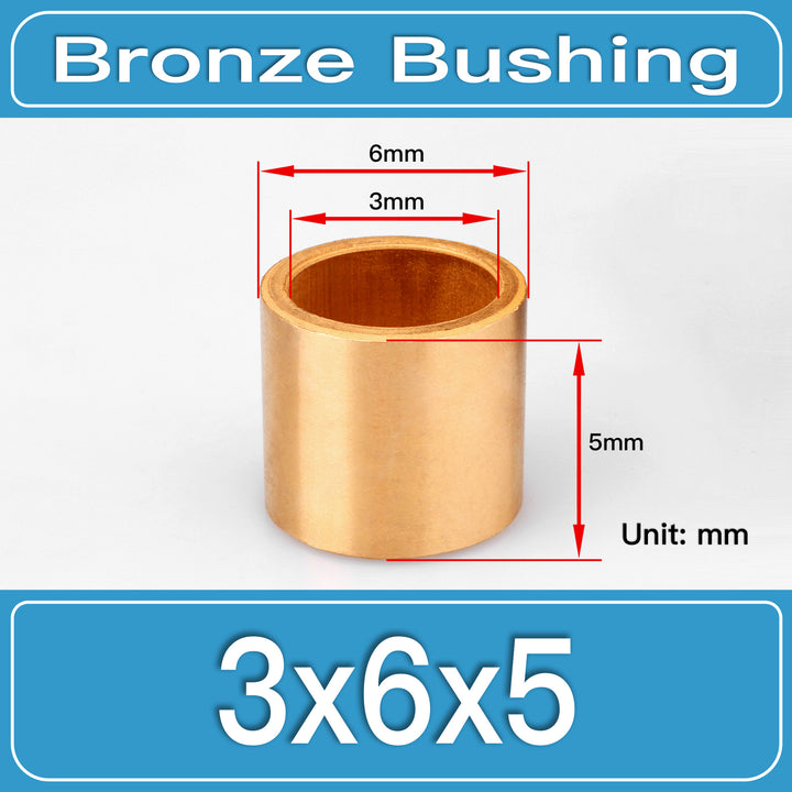 SBB-3X6X5MM Oil-Impregnated Sintered Bronze Sleeve Bushings dimension drawing