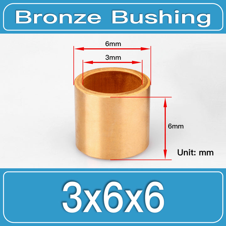 SBB-3X6X6MM Oil-Impregnated Sintered Bronze Sleeve Bushings dimension drawing
