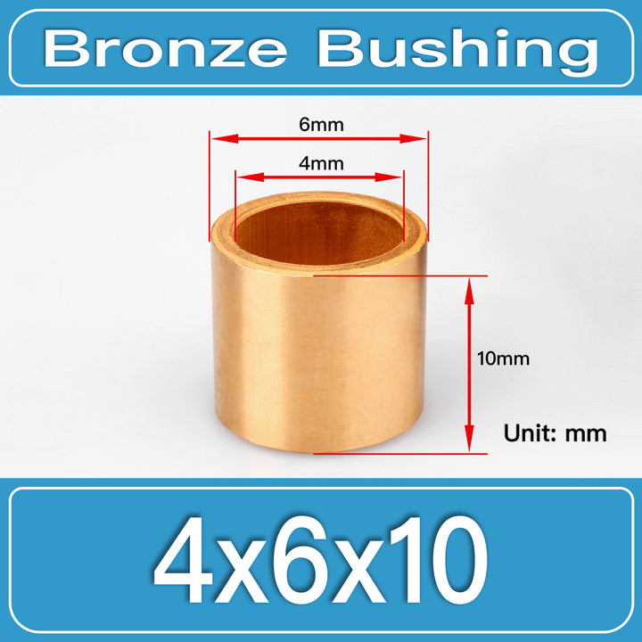 SBB-4X6X10MM Oil-Impregnated Sintered Bronze Sleeve Bushings dimension drawing