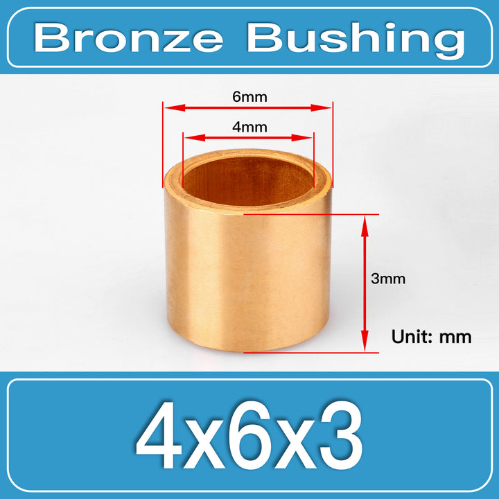 SBB-4X6X3MM Oil-Impregnated Sintered Bronze Sleeve Bushings dimension drawing