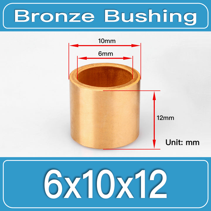 SBB-6X10X12MM Oil-Impregnated Sintered Bronze Sleeve Bushings dimension drawing