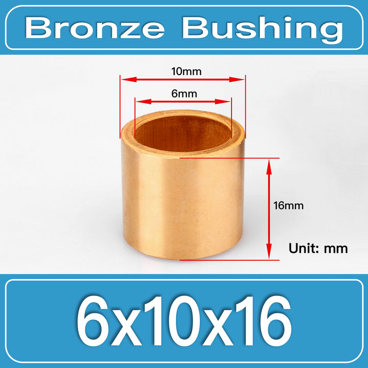 SBB-6X10X16MM Oil-Impregnated Sintered Bronze Sleeve Bushings dimension drawing