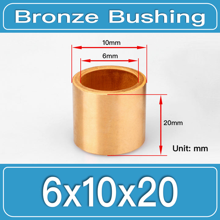 SBB-6X10X20MM Oil-Impregnated Sintered Bronze Sleeve Bushings dimension drawing