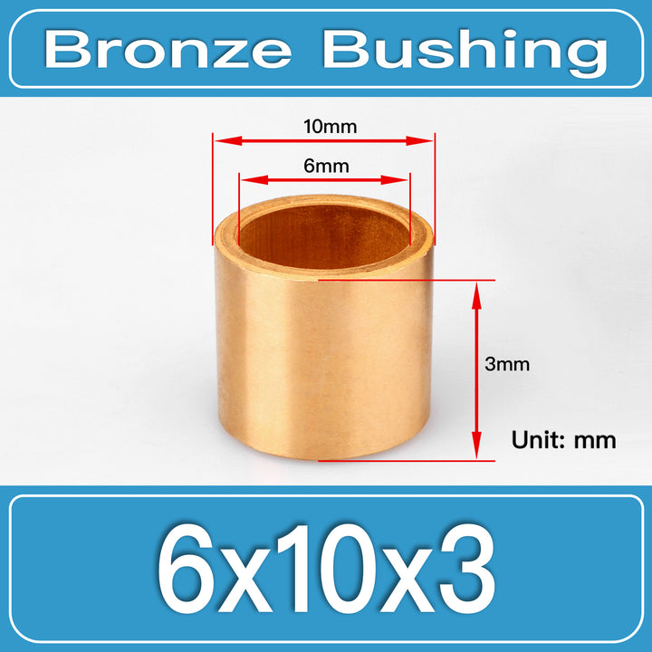 SBB-6X10X3MM Oil-Impregnated Sintered Bronze Sleeve Bushings dimension drawing
