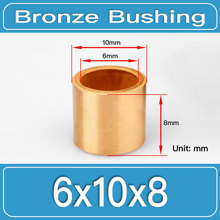 SBB-6X10X8MM Oil-Impregnated Sintered Bronze Sleeve Bushings dimension drawing