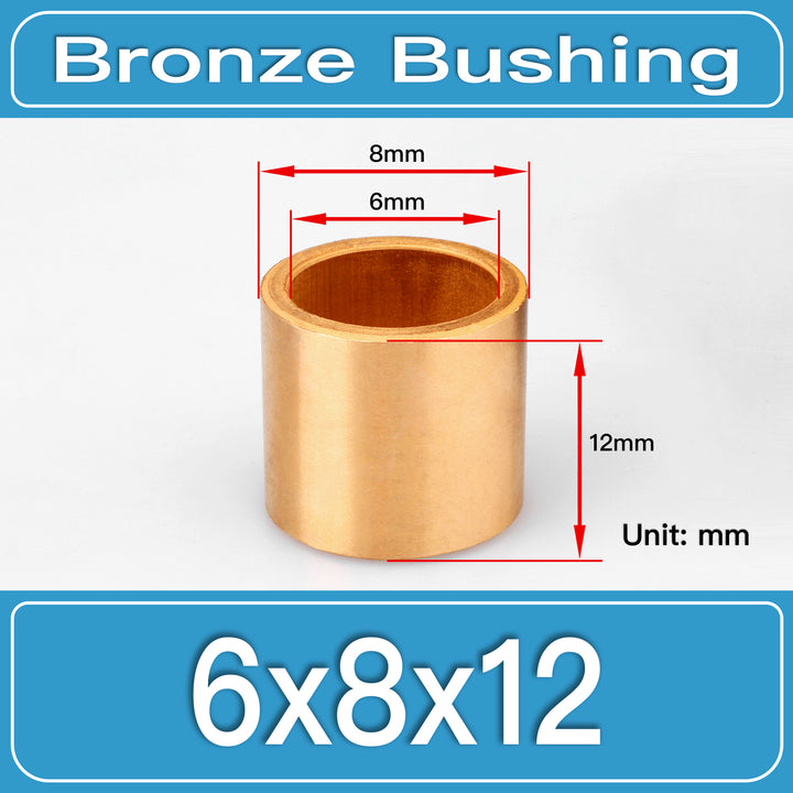 SBB-6X8X12MM Oil-Impregnated Sintered Bronze Sleeve Bushings dimension drawing