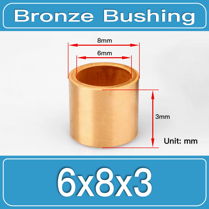 SBB-6X8X3MM Oil-Impregnated Sintered Bronze Sleeve Bushings dimension drawing