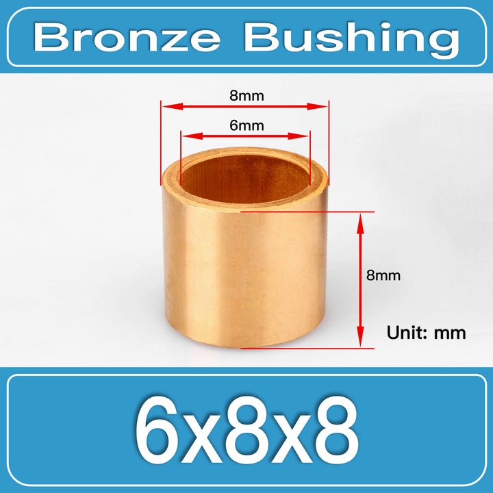 SBB-6X8X8MM Oil-Impregnated Sintered Bronze Sleeve Bushings dimension drawing