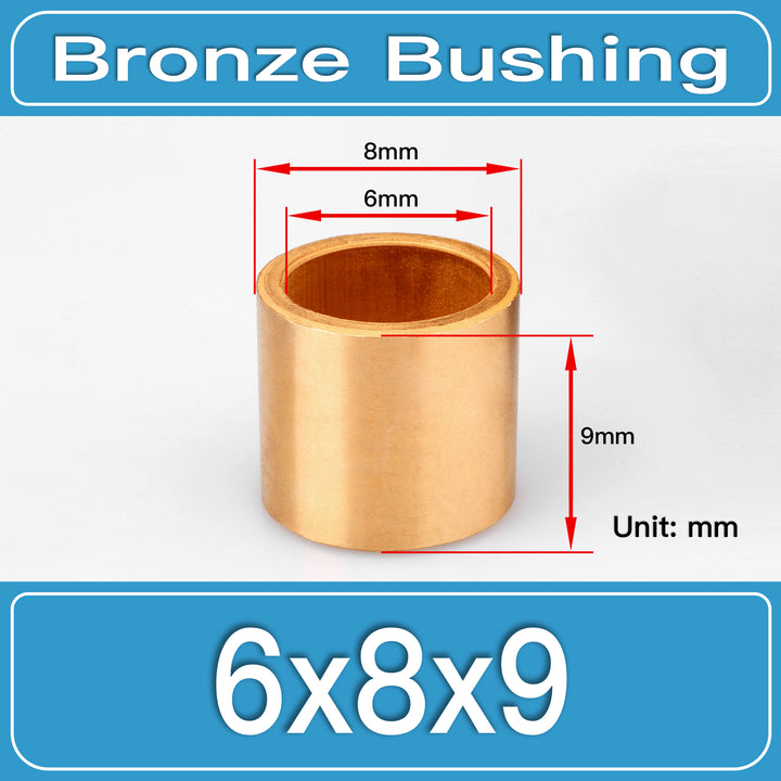 SBB-6X8X9MM Oil-Impregnated Sintered Bronze Sleeve Bushings dimension drawing