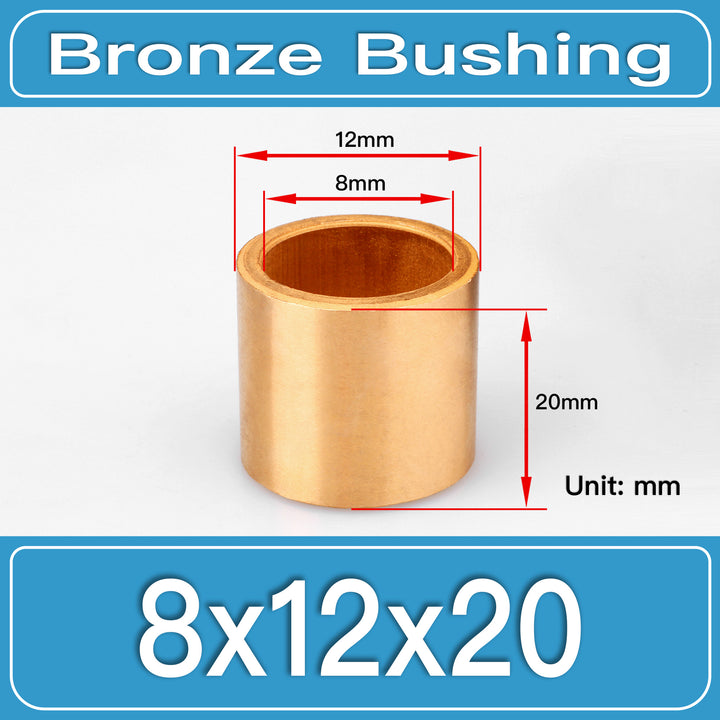 SBB-8X12X20MM Oil-Impregnated Sintered Bronze Sleeve Bushings dimension drawing