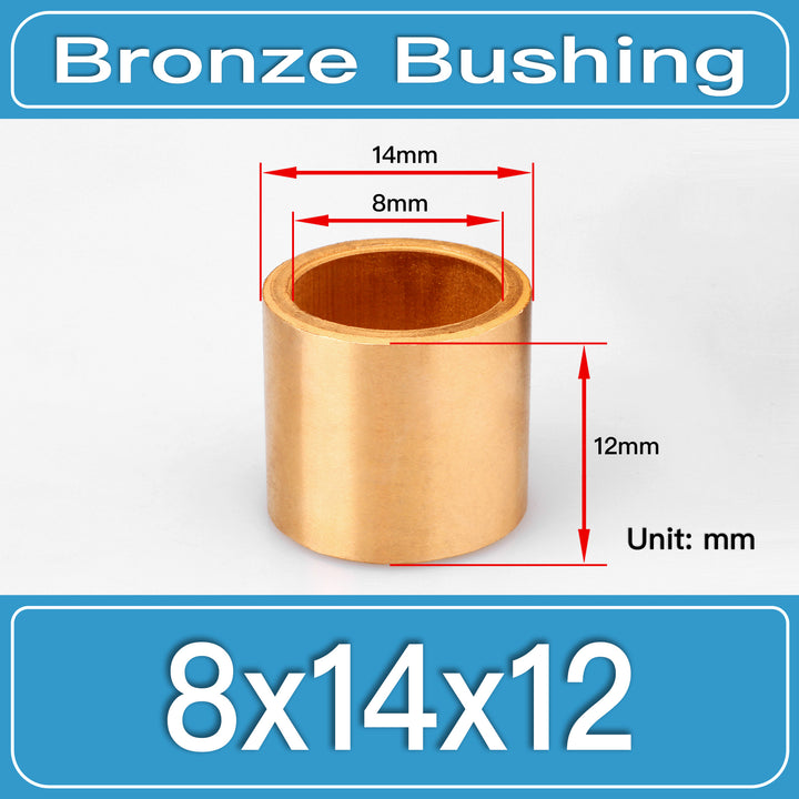 SBB-8X14X12MM Oil-Impregnated Sintered Bronze Sleeve Bushings dimension drawing