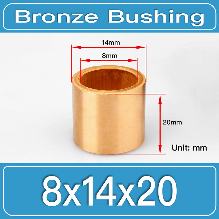 SBB-8X14X20MM Oil-Impregnated Sintered Bronze Sleeve Bushings dimension drawing