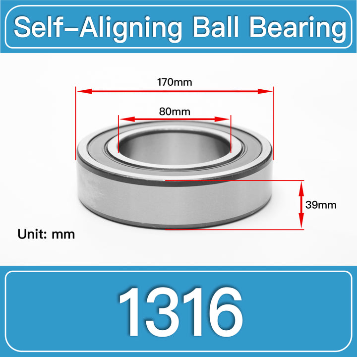 1316 Self-Aligning Ball Bearings dimension drawing