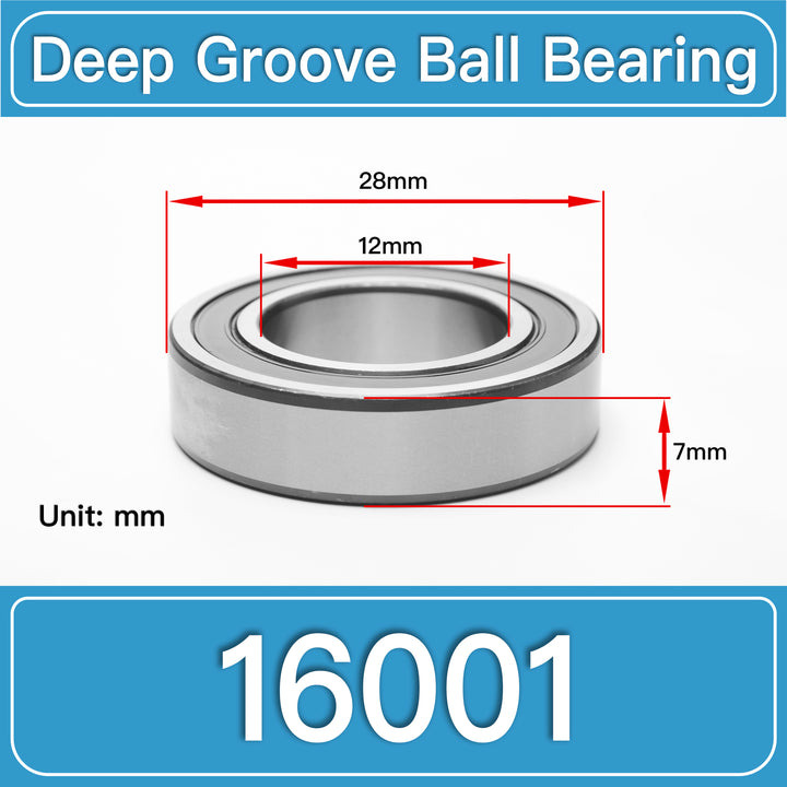 16001 Deep Groove Ball Bearings dimension drawing