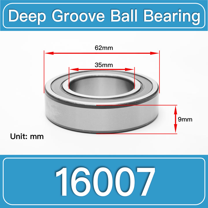 16007 Deep Groove Ball Bearings dimension drawing