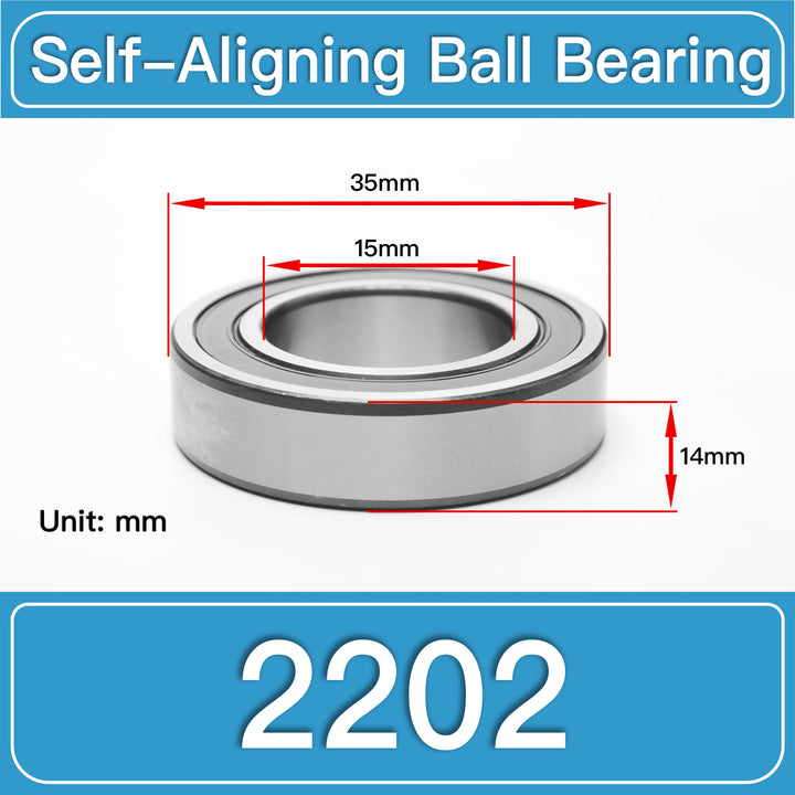 2202 Self-Aligning Ball Bearings dimension drawing