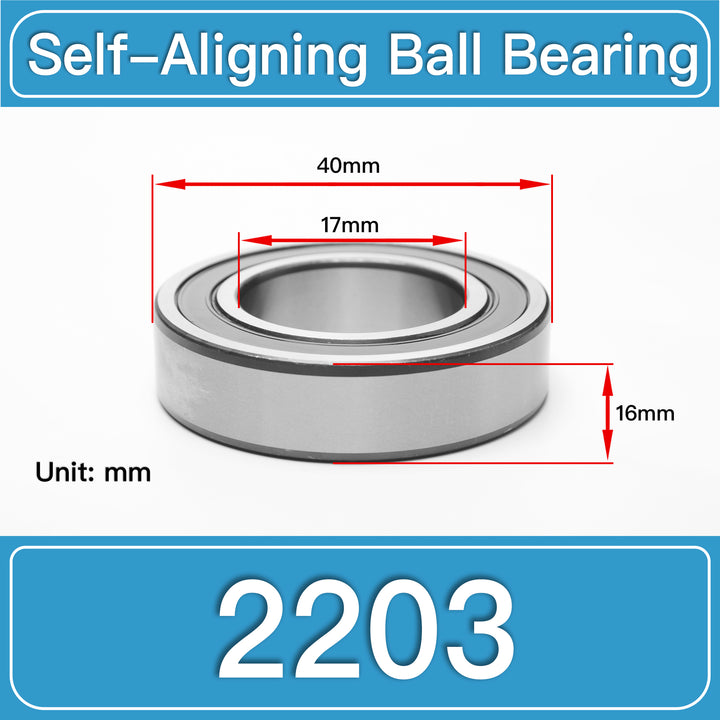 2203 Self-Aligning Ball Bearings dimension drawing